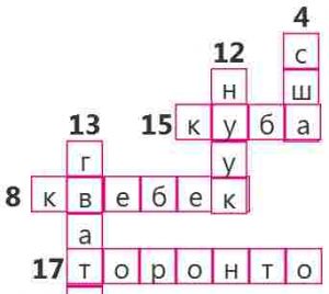 Читать далее о этой статье Кроссворд — География Северной Америки